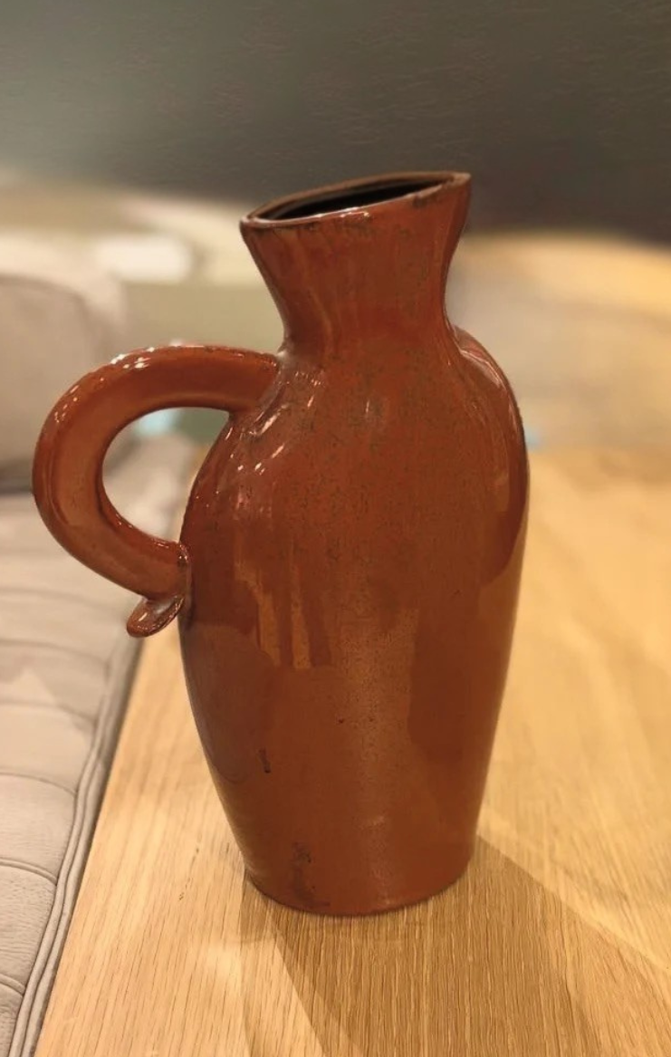 Sculpted Handle Terra Vase