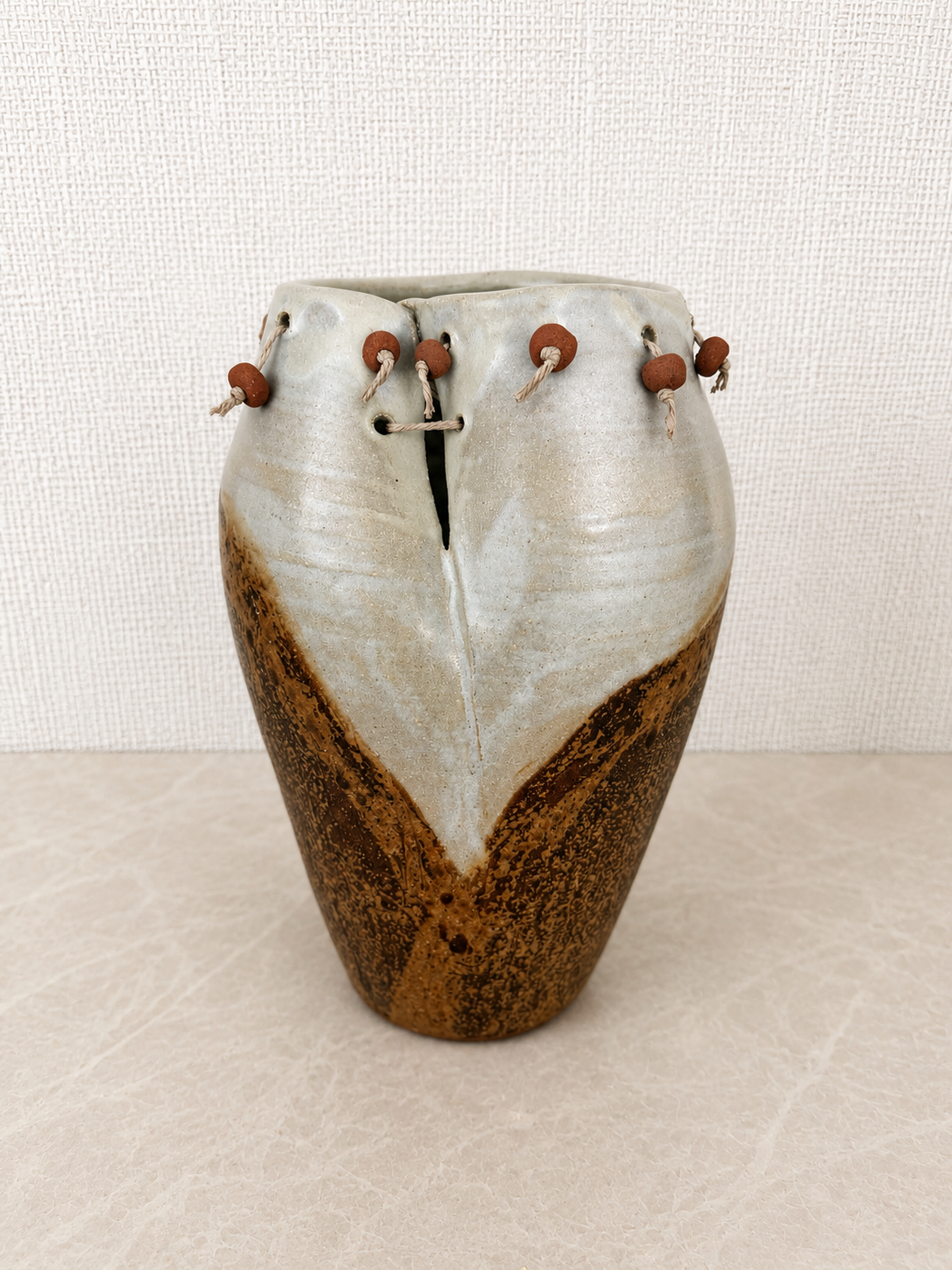 Rustic Beaded Ceramic Vase
