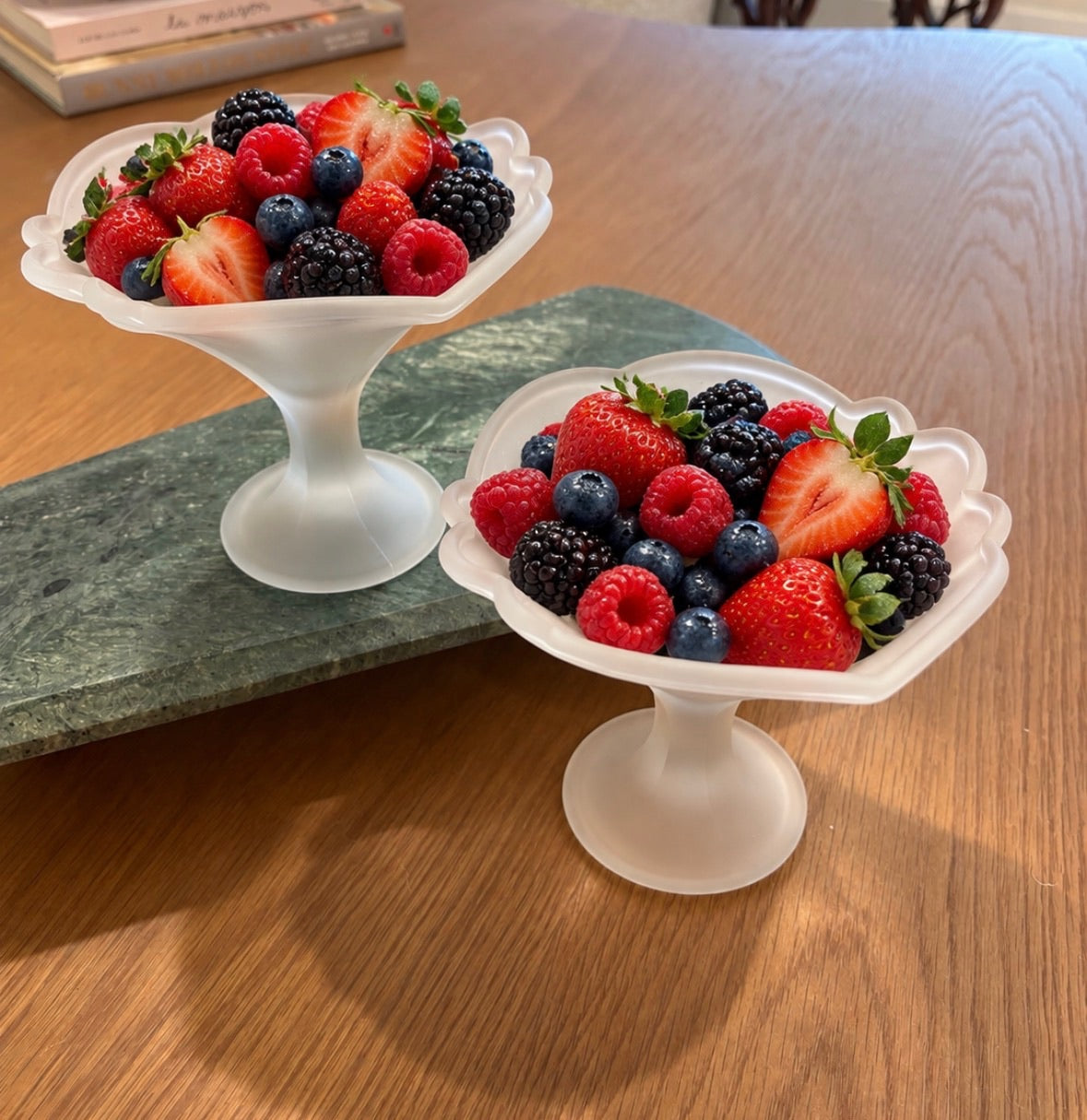 Frosted Pedestal Dish - set of 2