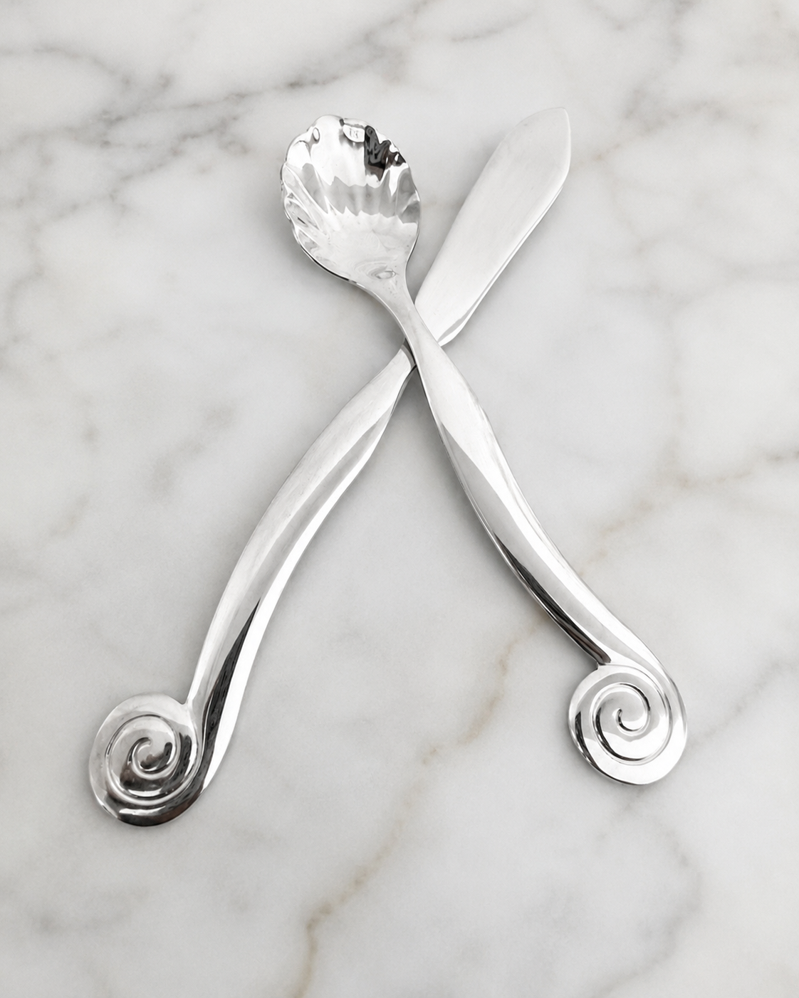 Spiral Handle Butter Knife and Spoon