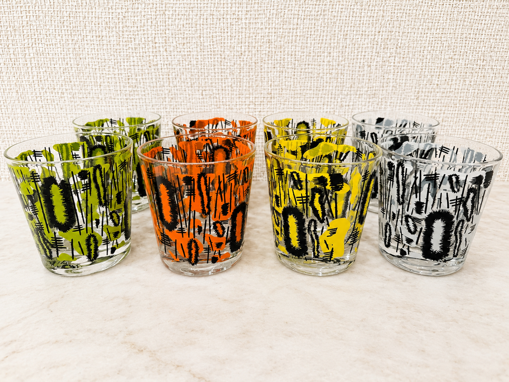 Retro cocktail glasses - set of 8