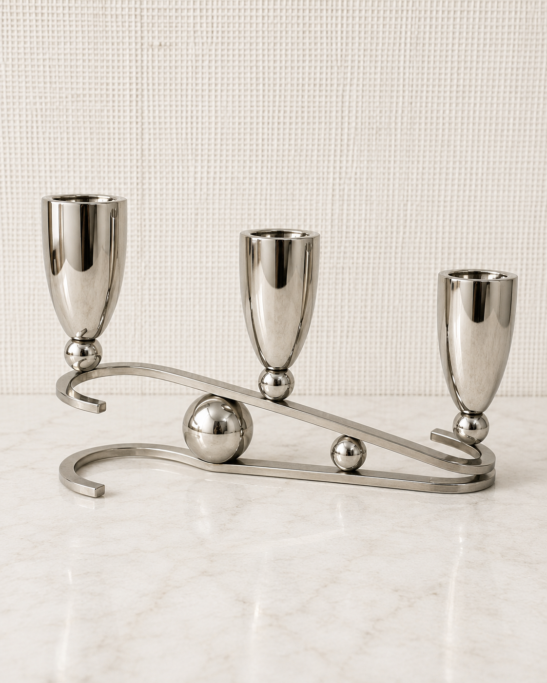 Sculptural Chrome Candelabra