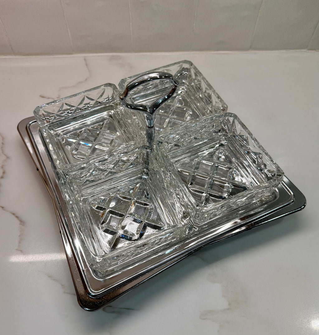Crystal Four-Section Serving Tray