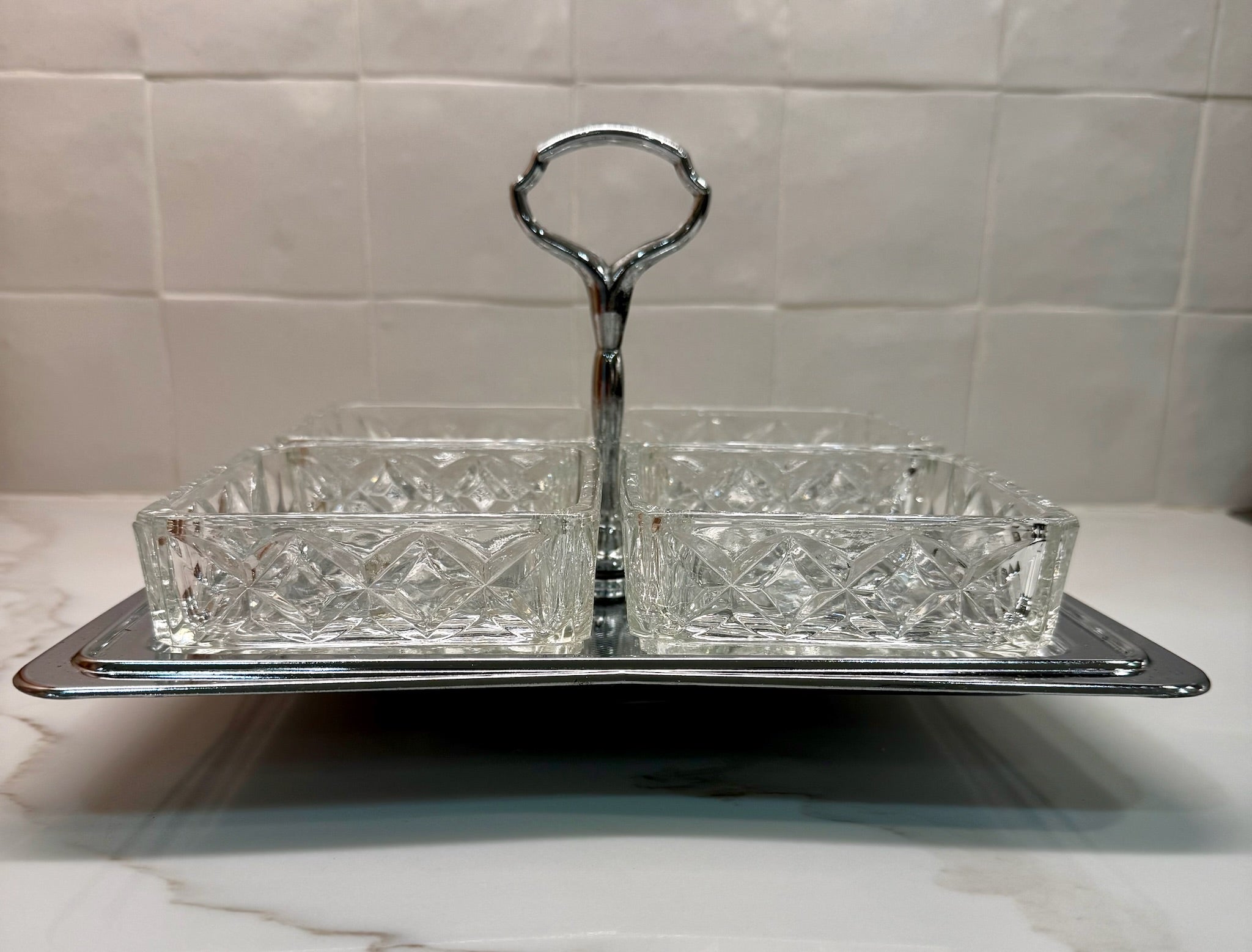 Crystal Four-Section Serving Tray