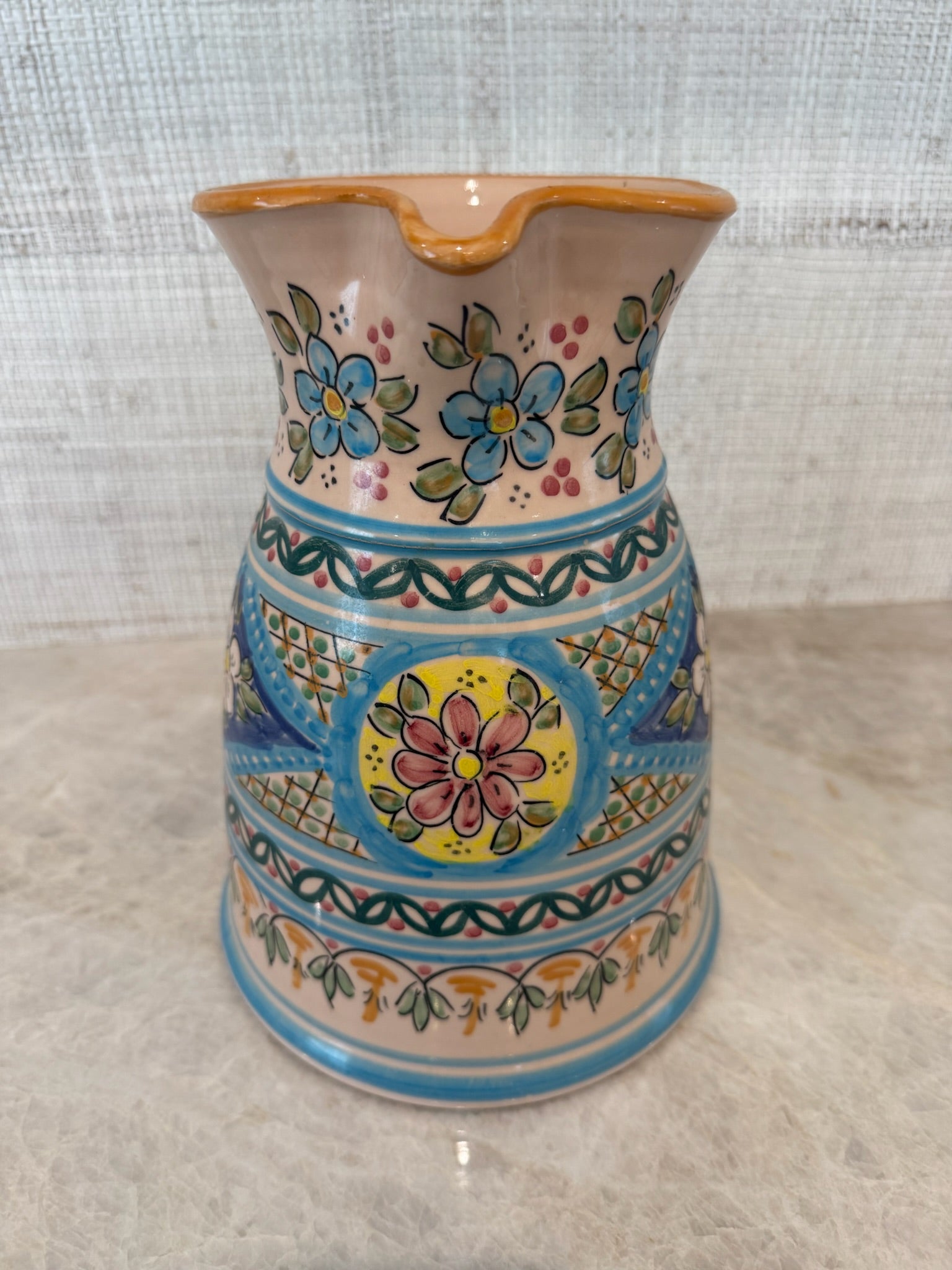 Mediterranean Floral Ceramic Pitcher