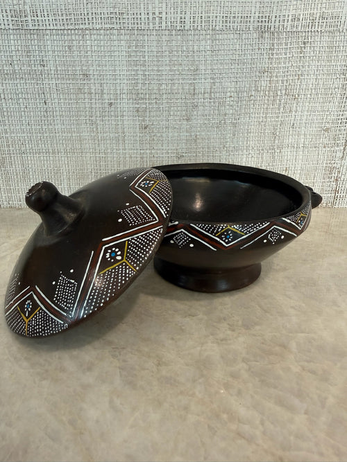 Aztec Lidded Pedestal Bowl