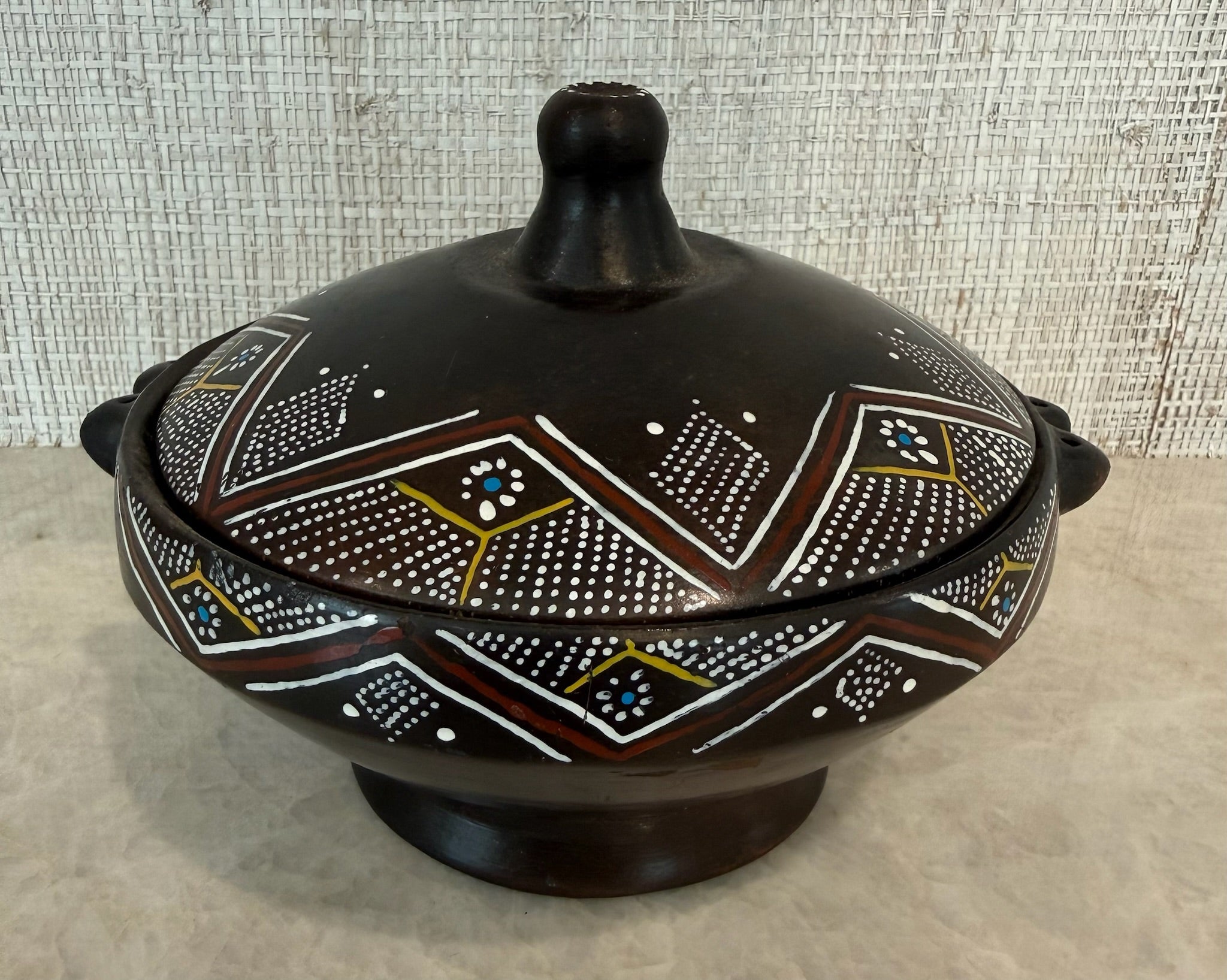 Aztec Lidded Pedestal Bowl