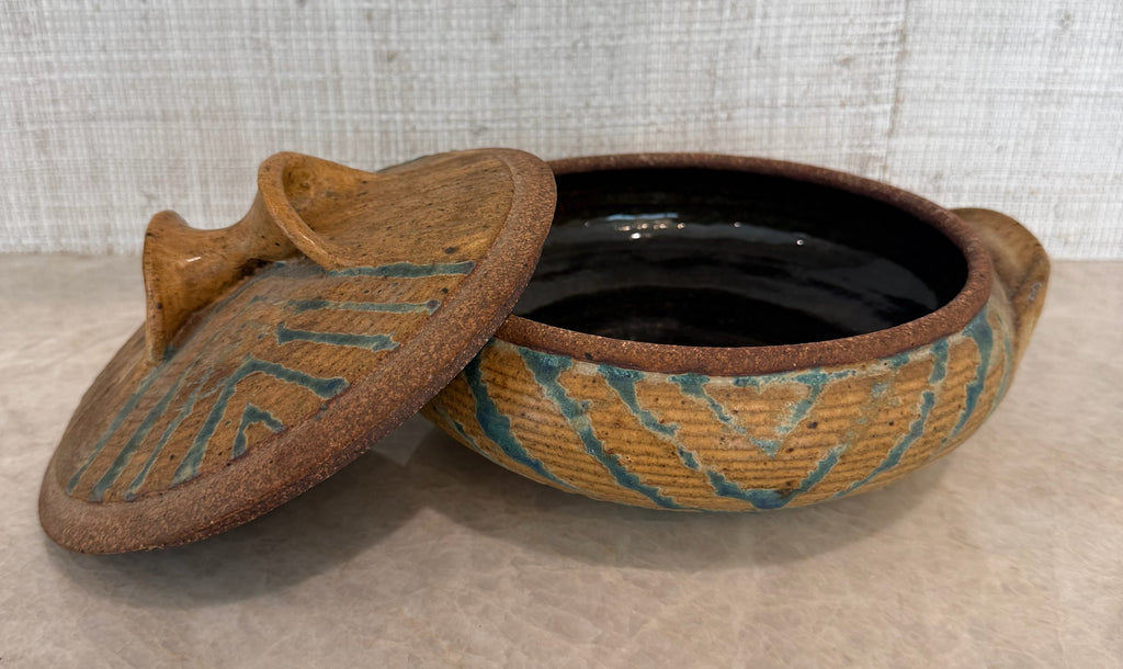 Rustic Stoneware Lidded Dish