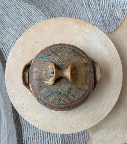 Rustic Stoneware Lidded Dish