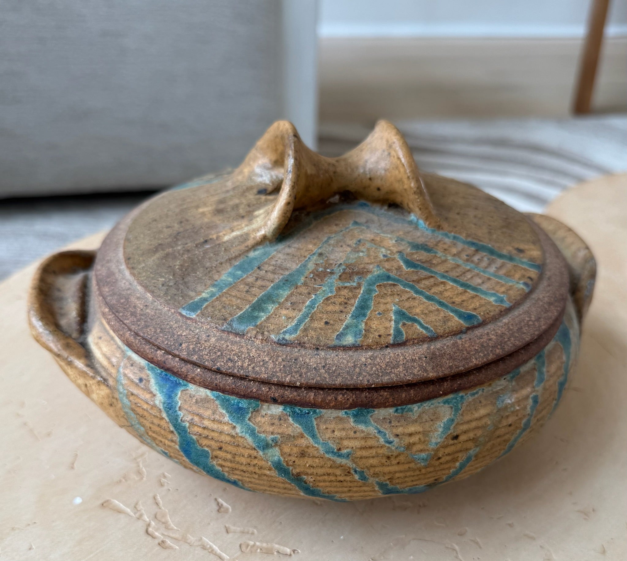 Rustic Stoneware Lidded Dish