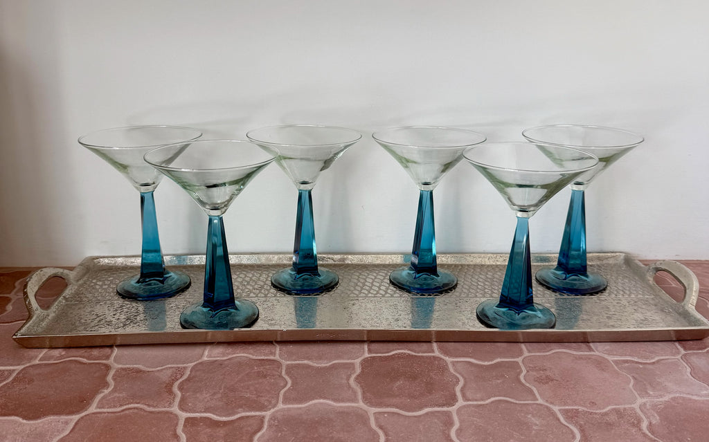 Sapphire Geo Martini Glasses - set of 6