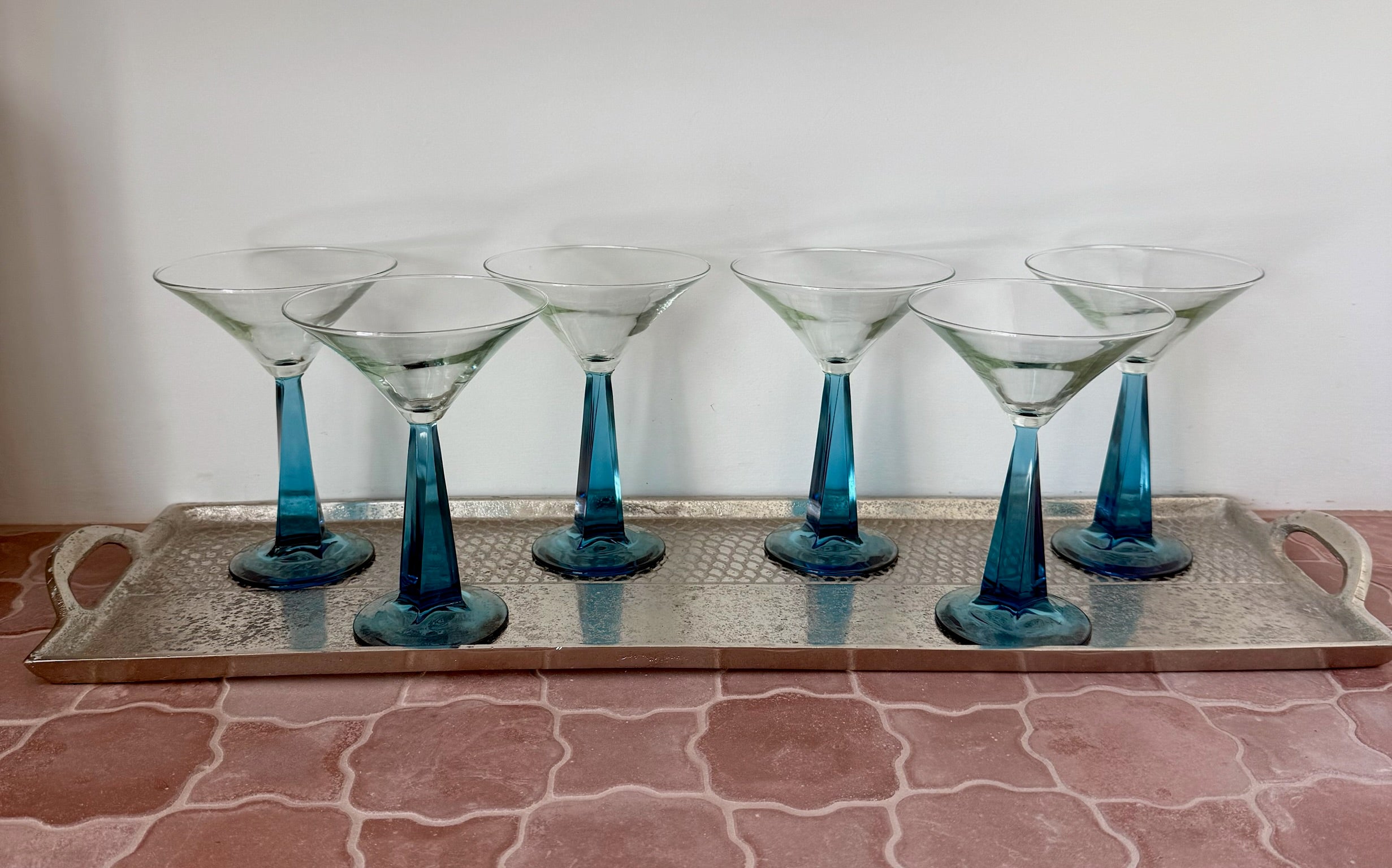 Sapphire Geo Martini Glasses - set of 6