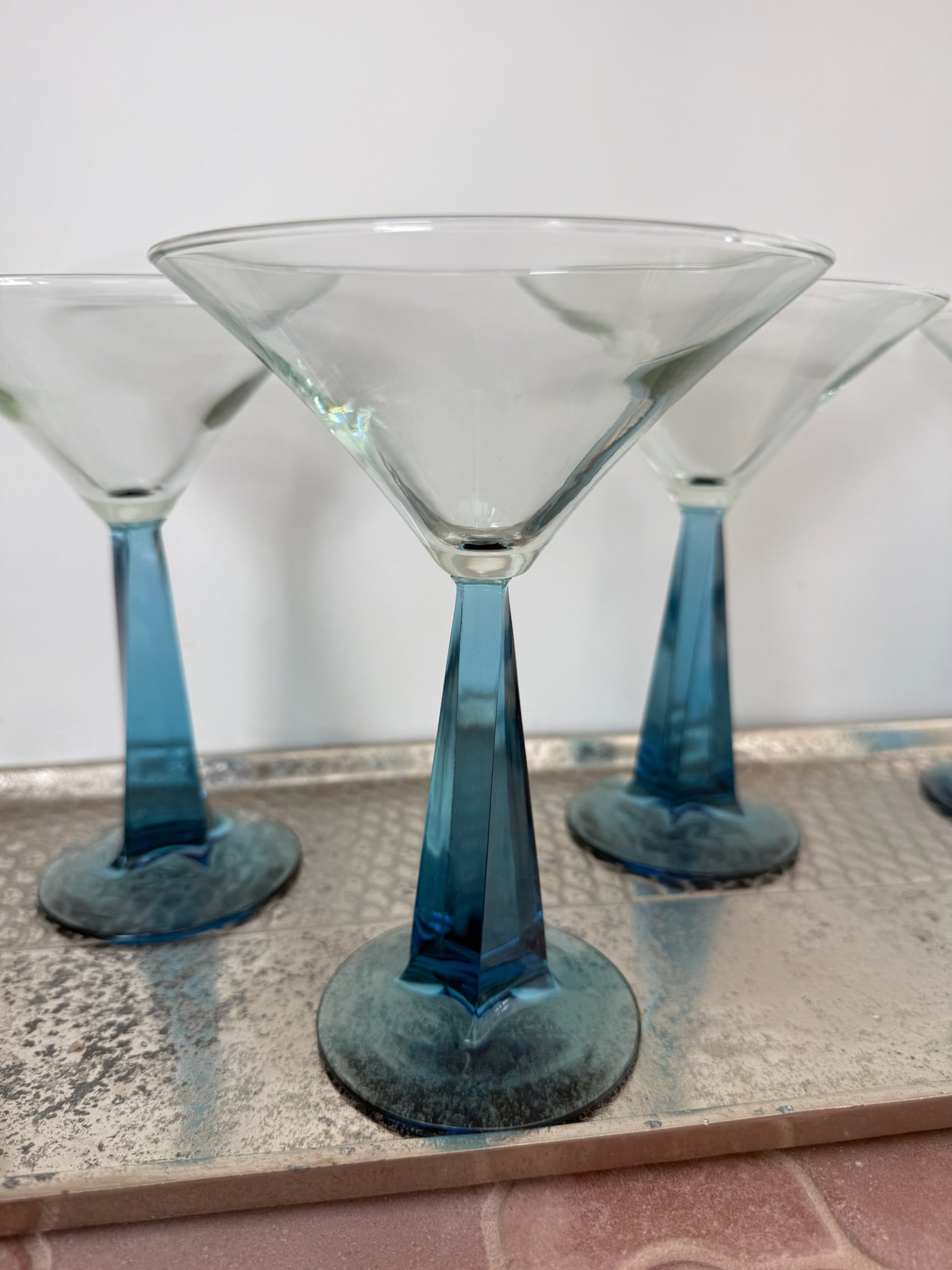 Sapphire Geo Martini Glasses - set of 6